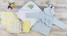 Bambini Hooded Towel, Wash Cloth, Mitten and Robe Layette Set