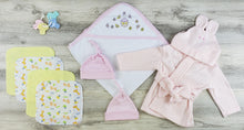 Bambini Hooded Towel, Hats, Wash Cloths and Robe Layette Set