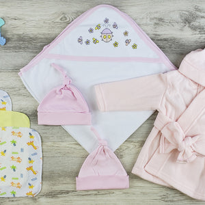Bambini Hooded Towel, Hats, Wash Cloths and Robe Layette Set