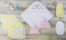 Bambini Hooded Towel, Bath Mittens, Hats and Wash Cloths Layette Set