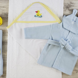 Cotton Bambini Hooded Towel, Bath Mittens, Blanket and Robe Layette Sets