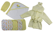 Yellow Infant Robe, Hooded Towel, Washcloths and Hand Washcloth Mitt 7 Piece Bath Set