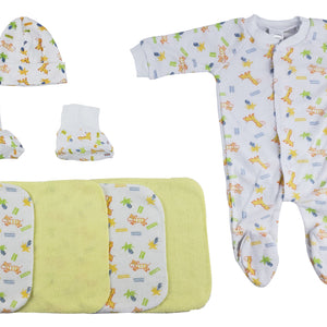 Caps, Booties and Washcloths 9 Piece Layette Set