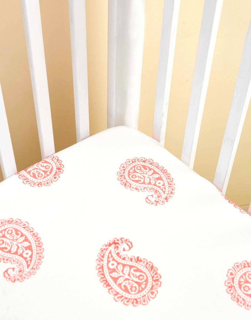 Pink City Cotton Woven Fitted Baby Crib Sheet