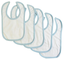 White Interlock Bambini Bib with Blue Binding (Pack of 5)