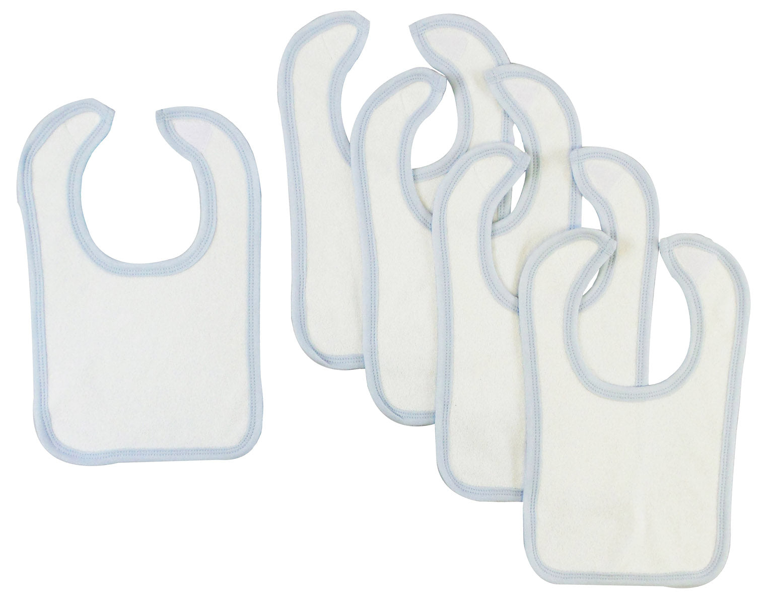 White Bambini Bib with Blue Trim (Pack of 5)