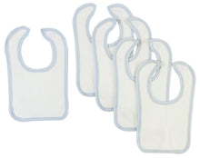 White Bambini Bib with Blue Trim (Pack of 5)