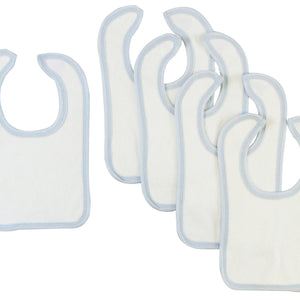 White Bambini Bib with Blue Trim (Pack of 5)