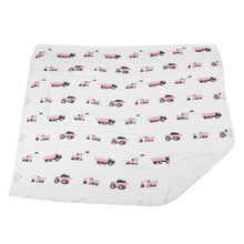 Pink Digger and White Bamboo Muslin Newcastle Blanket