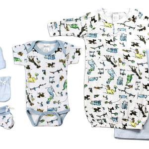 Newborn Baby Boys Bambini 6 Piece Layette Baby Shower Gift Set