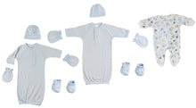 Boys Preemie Gowns, Sleep-n-Play, Caps, Mittens and Booties 8 Piece Set