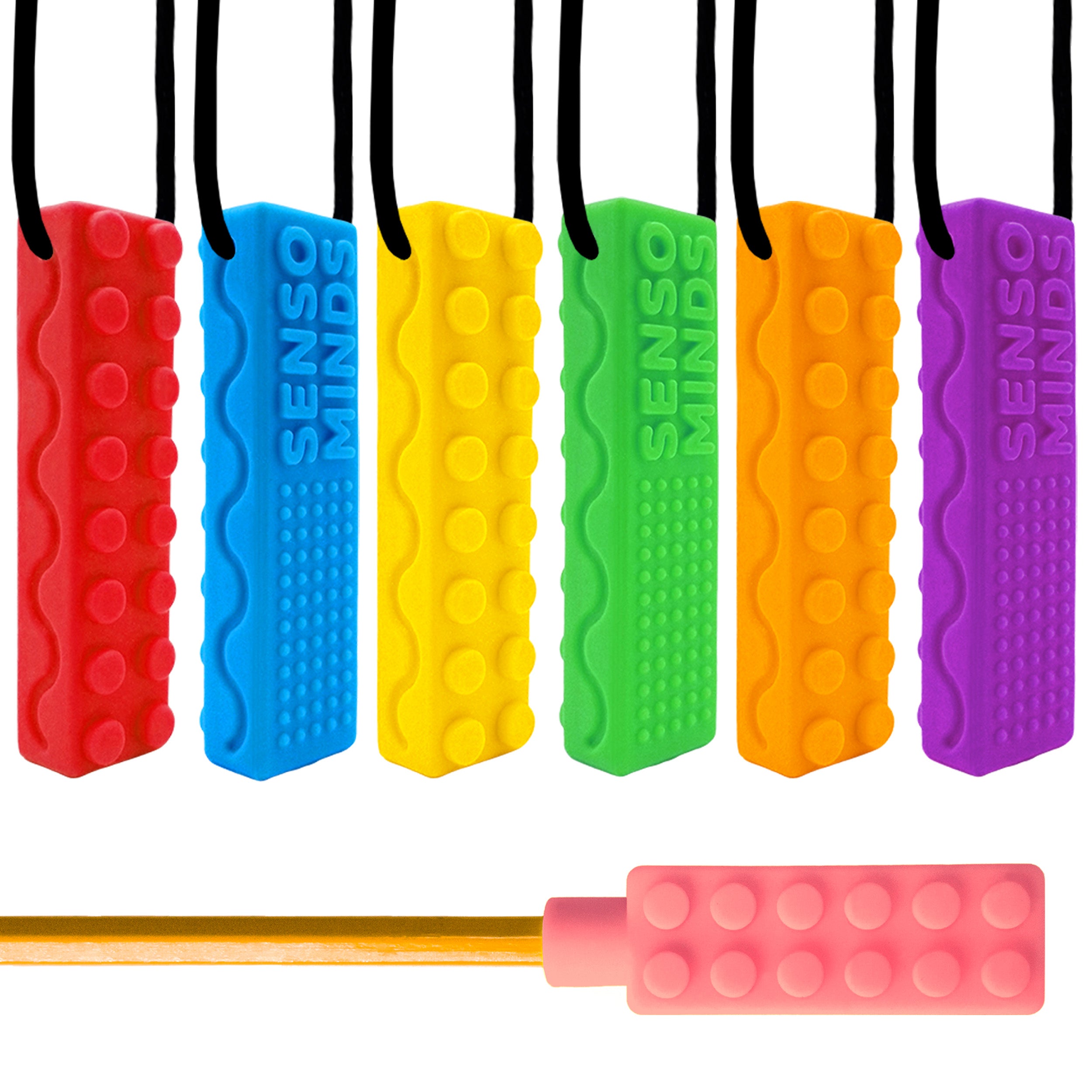 Sensory Brick Chew Necklace with Pencil Topper