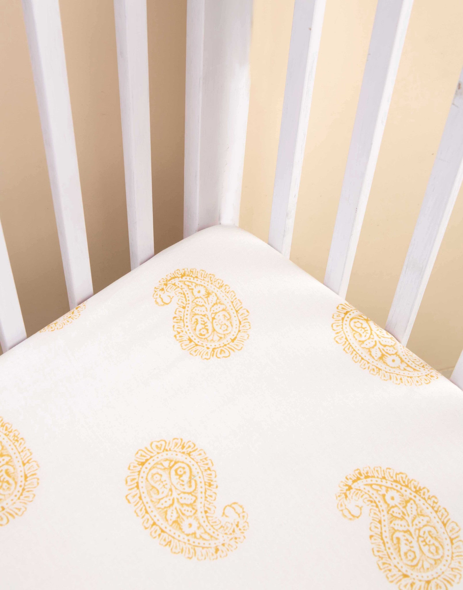 Mustard Paisley Ultra Soft Cotton Fitted Crib Sheet