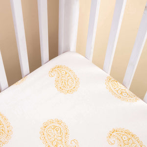 Mustard Paisley Ultra Soft Cotton Fitted Crib Sheet