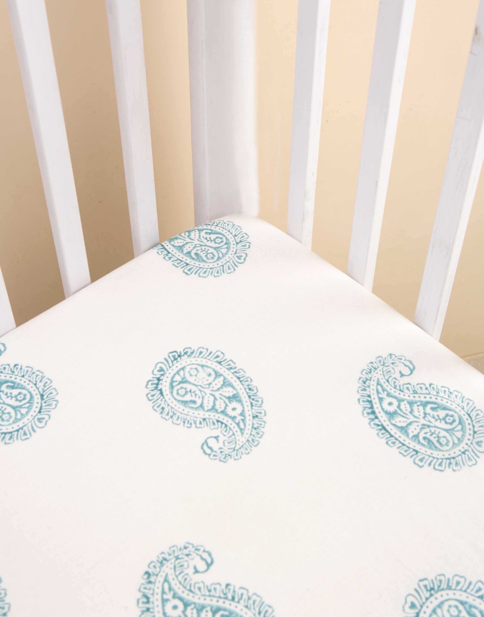 Teal Paisley Fitted Ultra Soft Cotton Baby Crib Sheet