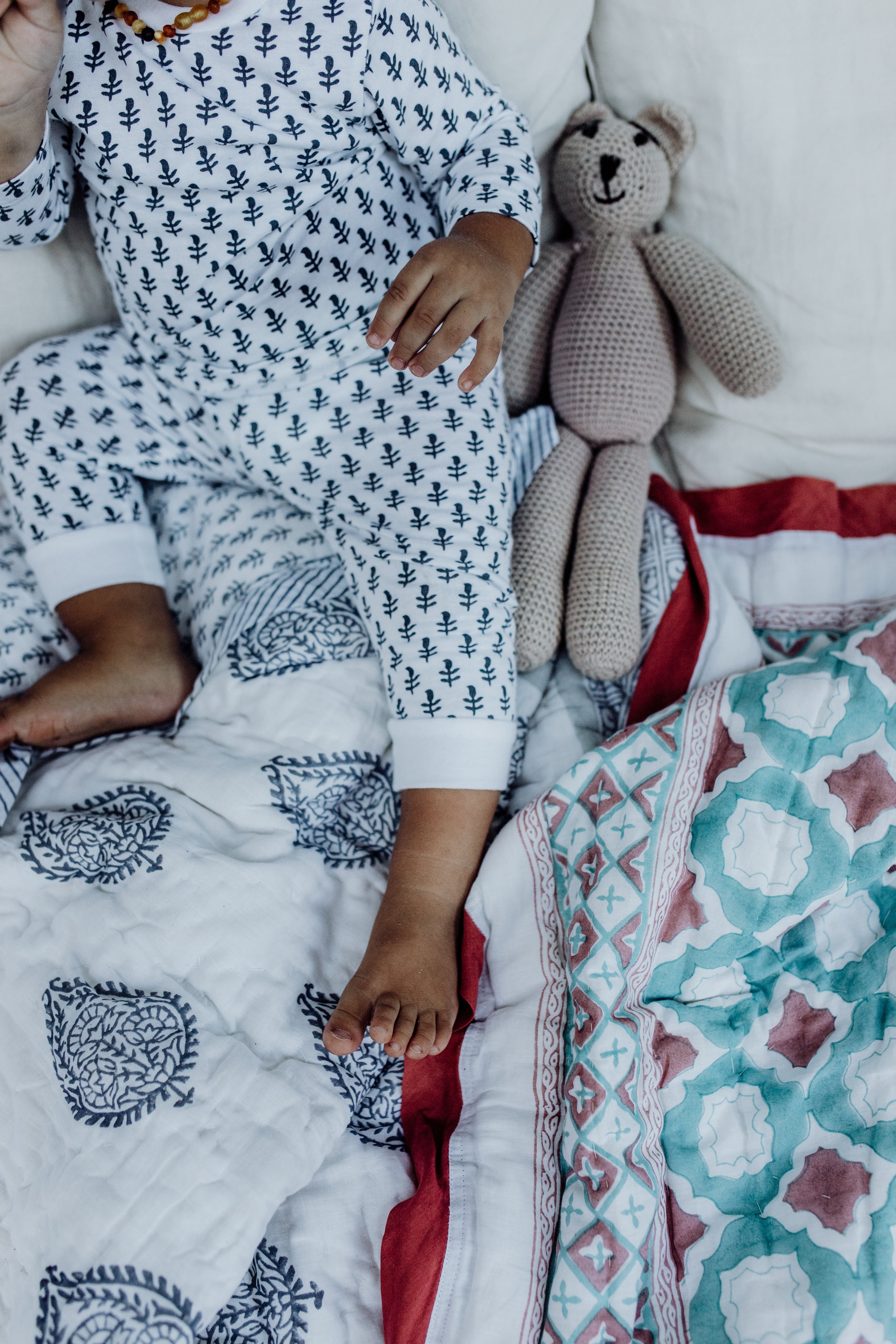 Fort Blue Organic Cotton Knit Wearable Toddler & Big Kid Pj Set