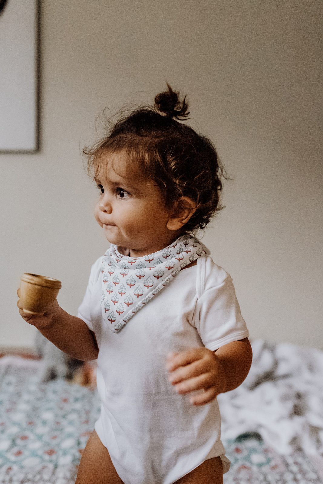 Organic Cotton Bandana Bib, Mitten, Hat Set Miami for Newborn