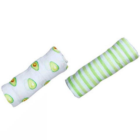 Organic Swaddle Set Avocado Green Stripe