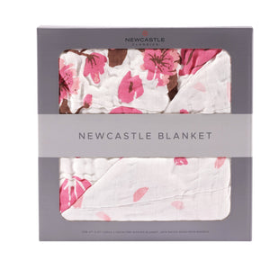 Cherry Blossom Bamboo Muslin Newcastle Blanket