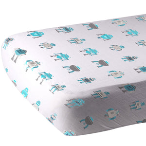Robot Cotton Muslin Crib Sheet