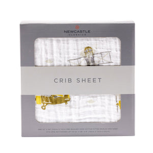 Airplane Cotton Muslin Crib Sheet