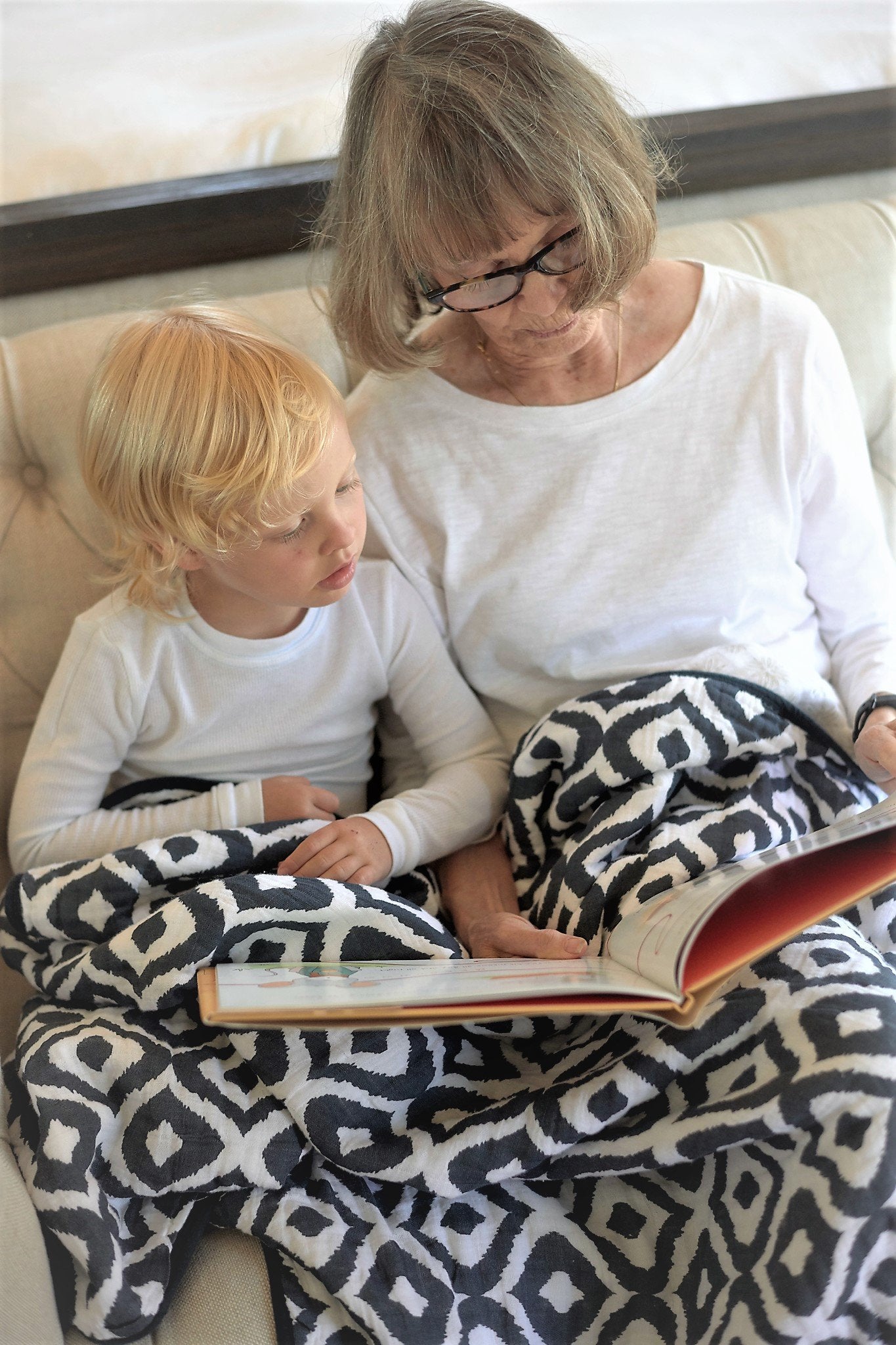 Morrocan Blue And Traveler Dot Cotton Muslin Newcastle Blanket