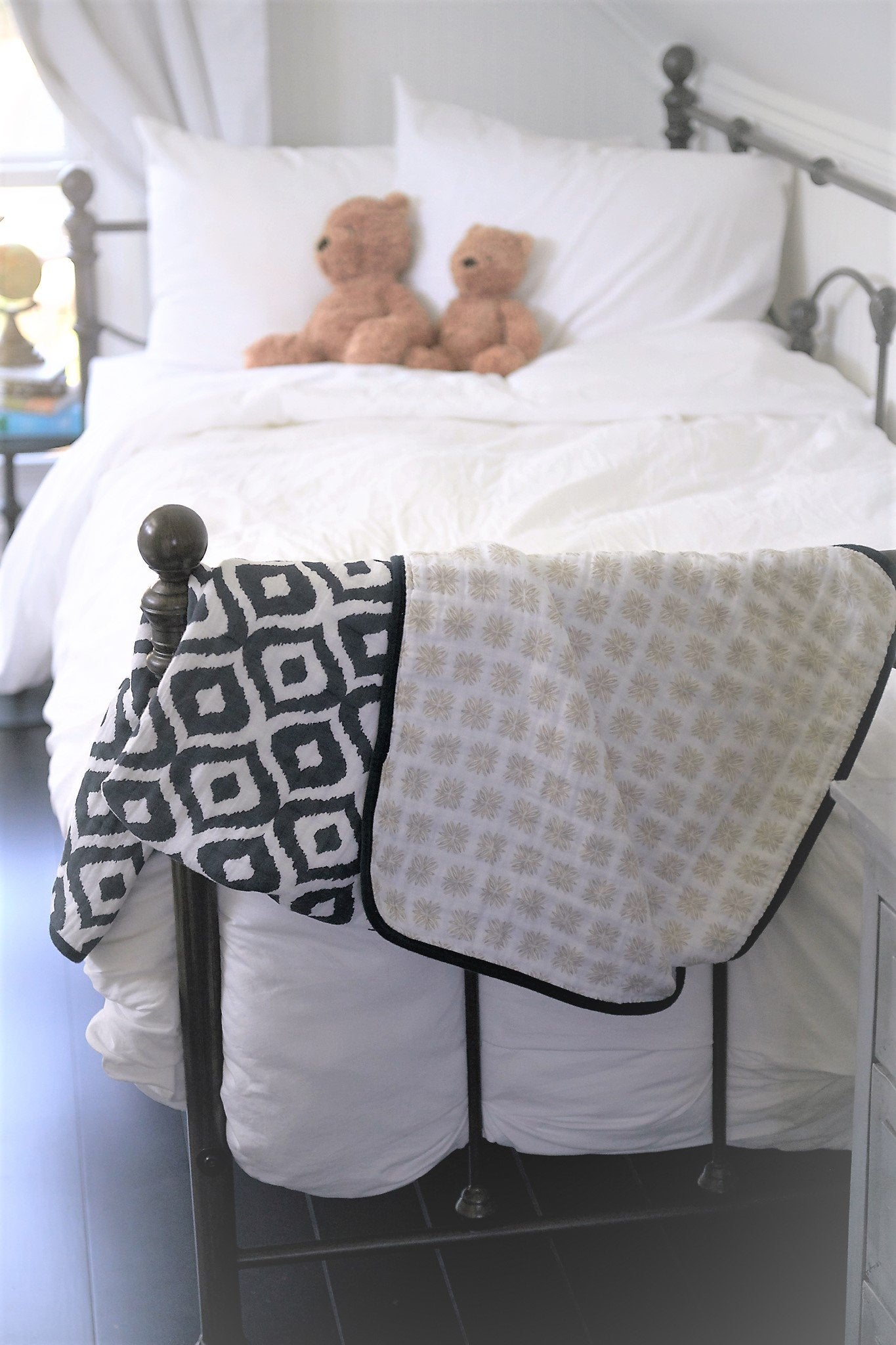 Morrocan Blue And Traveler Dot Cotton Muslin Newcastle Blanket