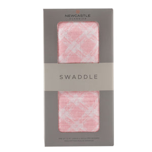 Primrose Pink Plaid Cotton Muslin Swaddle