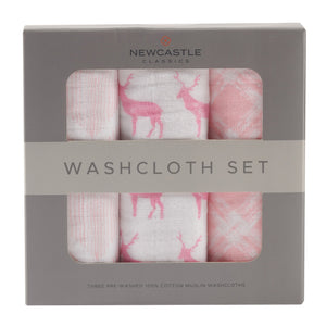 Pop of Pink Cotton Washcloth Set 3PK