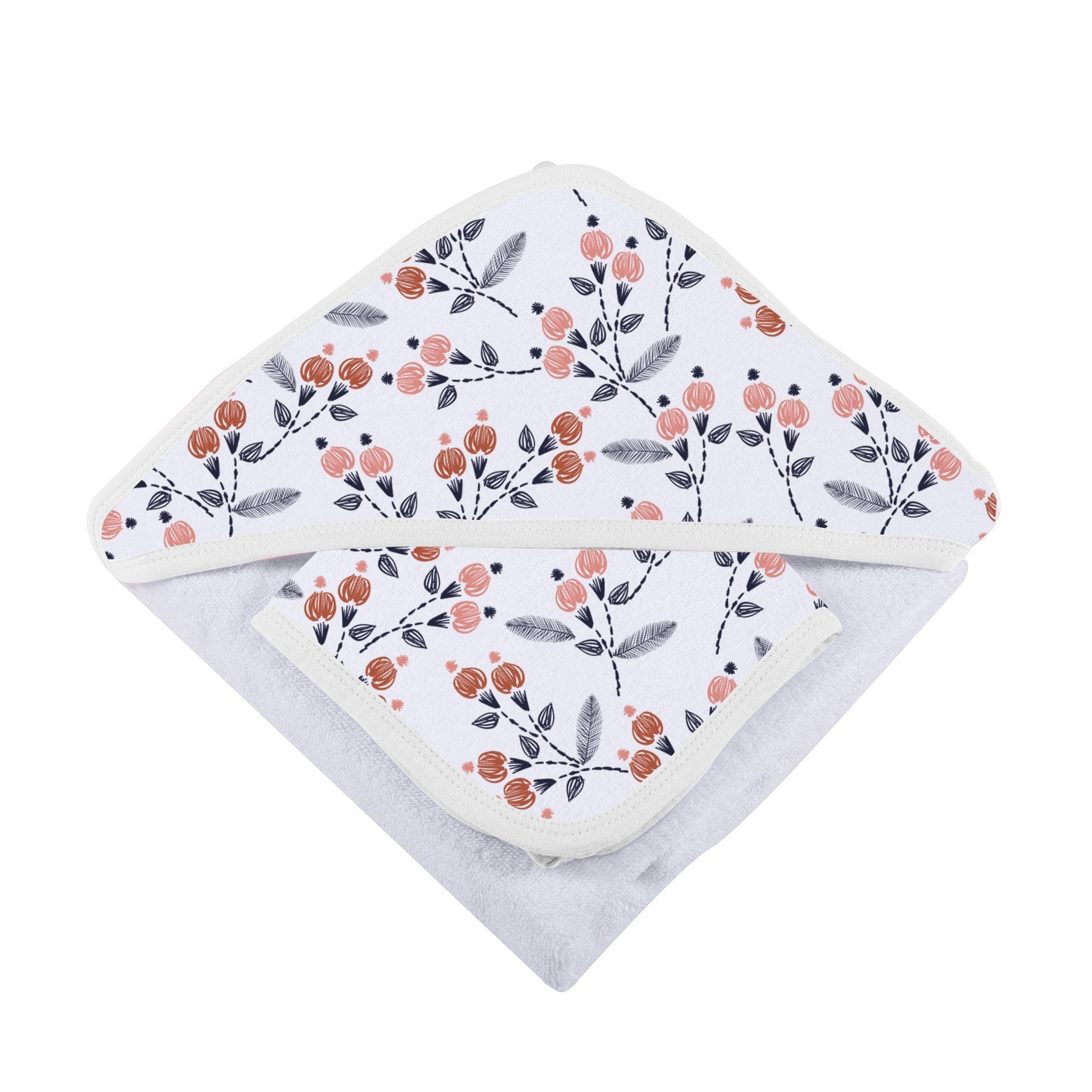 Floral Bamboo Hooded Dahlia Towel and Washcloth Set