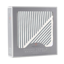 Stripe Bamboo Muslin Hooded Finley Towel and Washcloth Set