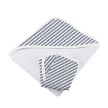 Stripe Bamboo Muslin Hooded Finley Towel and Washcloth Set