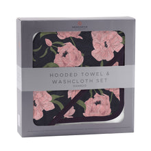 Peonies Hooded Bamboo Muslin Baby Towel and Washcloth Set