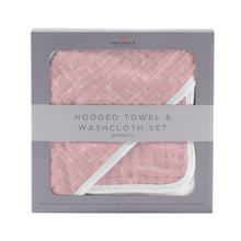 Pink Pearl Polka Dot Bamboo Hooded Towel and Washcloth Set