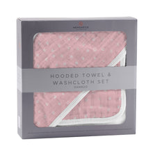 Pink Pearl Polka Dot Bamboo Hooded Towel and Washcloth Set