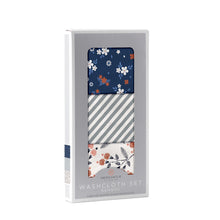 Blooms Floral Bamboo Washcloth Set of 3 with Attached Loop