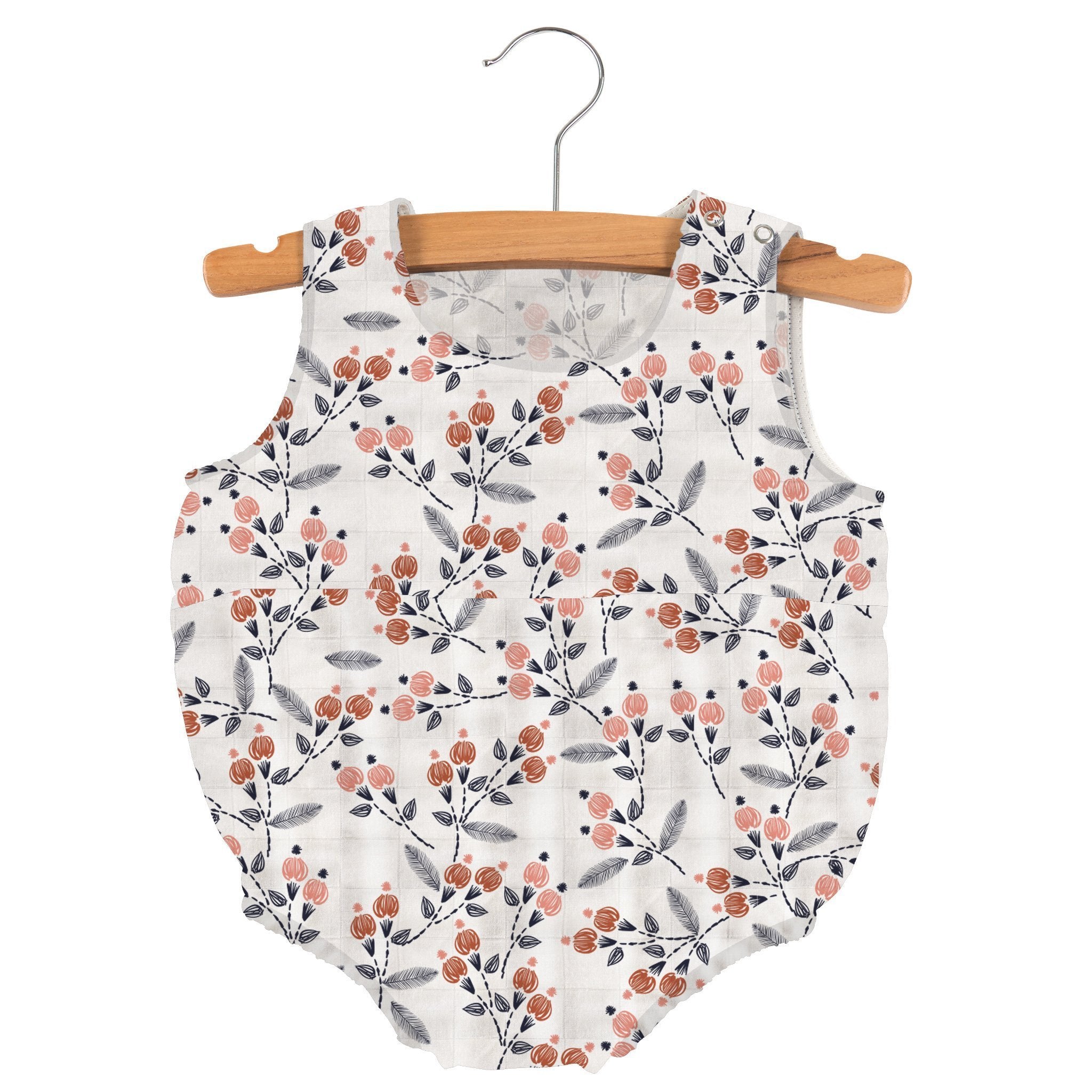 Floral Bamboo Muslin Newcastle Mini Bubble with Snaps at Bottom