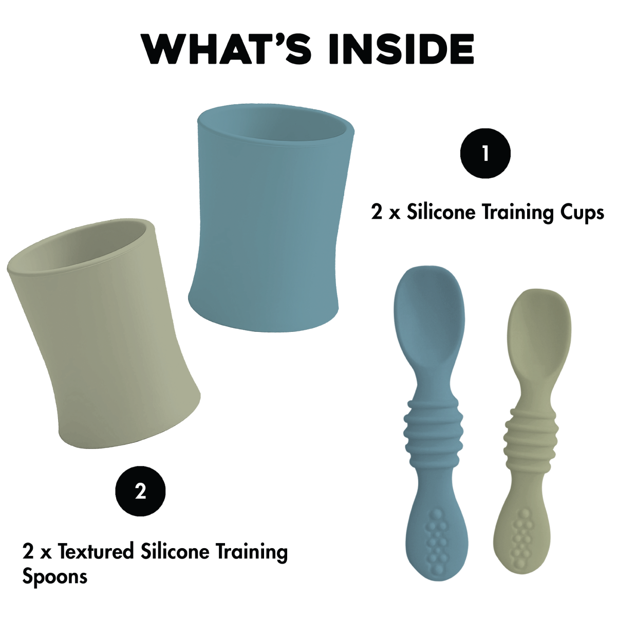 Sage & Blue BPA Free Baby Training Cups With Training Spoons