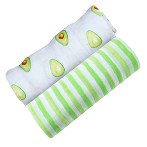 Organic Swaddle Set Avocado Green Stripe