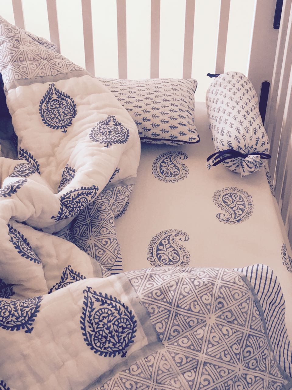 Handcrafted Muslin Bag & Baby Shower Bedding Gift Set