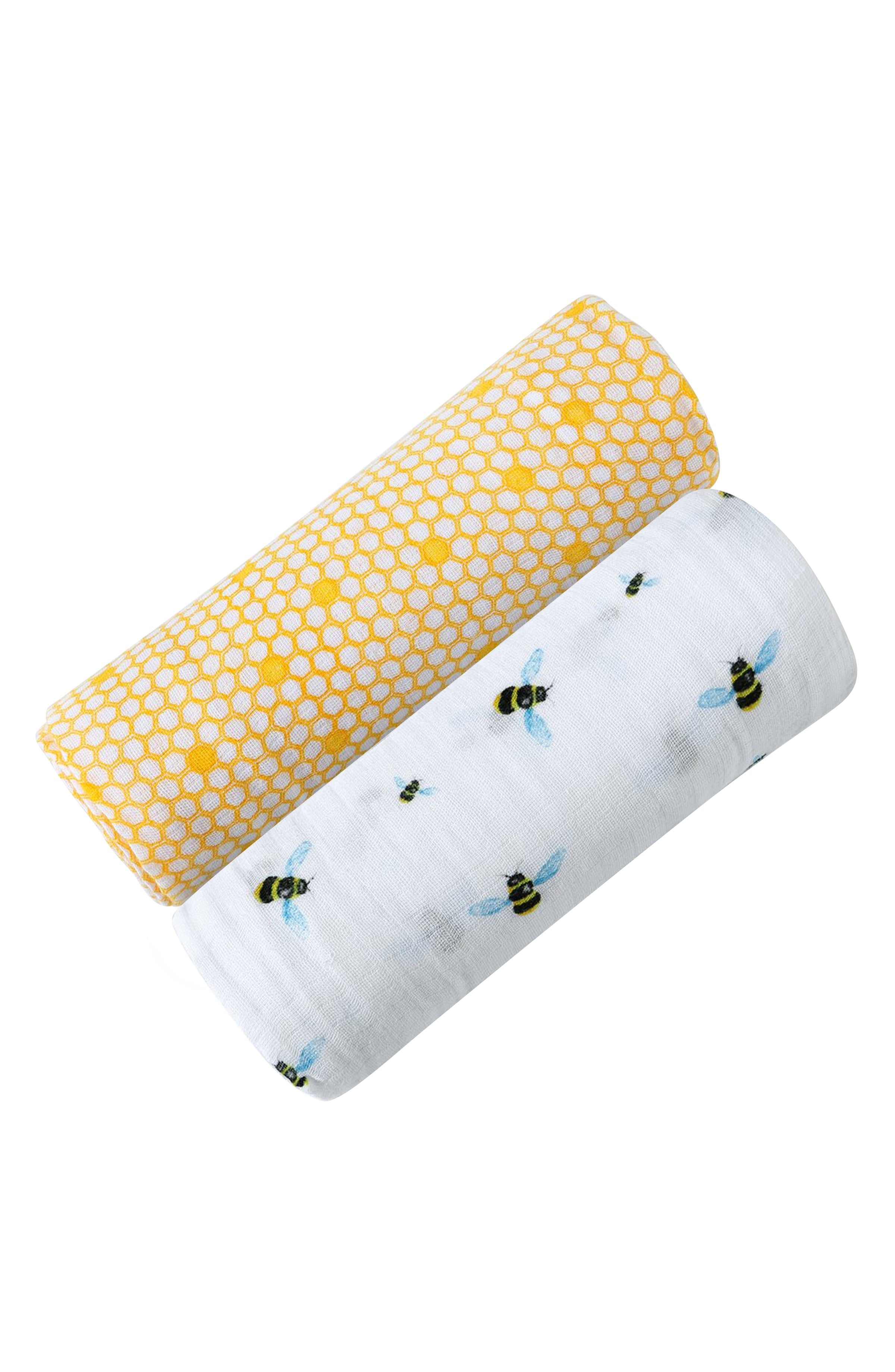 Organic Breathable Soft Cotton Busy Bees Swaddle Set