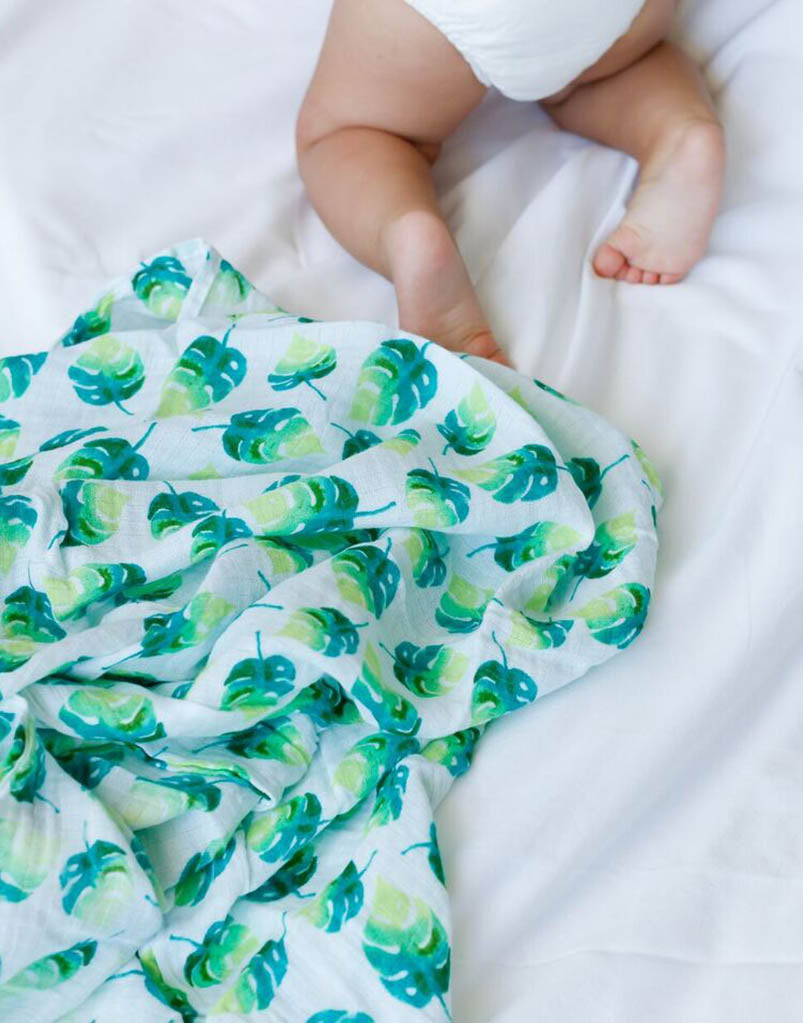 Organic Cotton Leaf Swaddle Baby Wrap