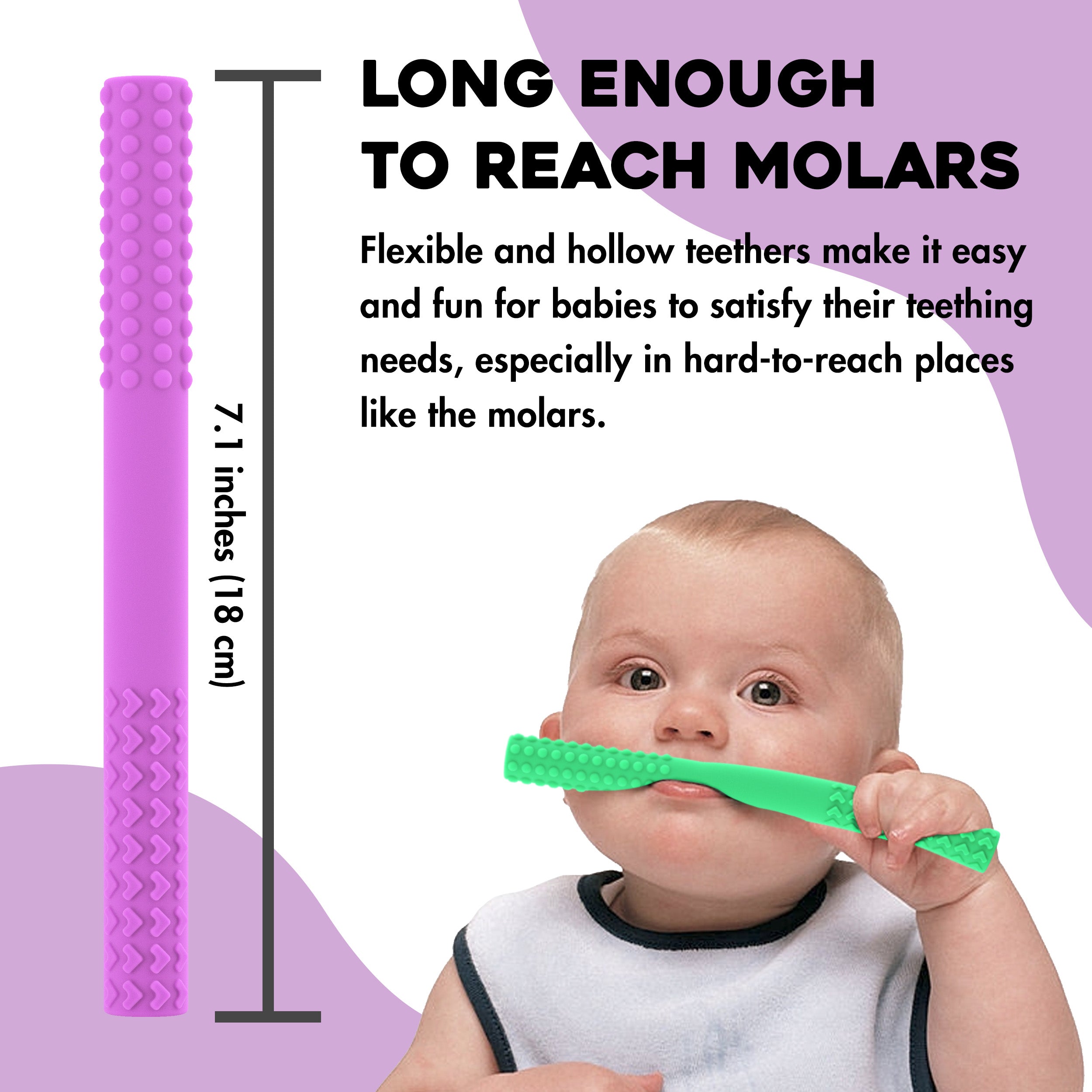 Hollow Sensory BPA Free Baby Teething Tubes 5 Pack