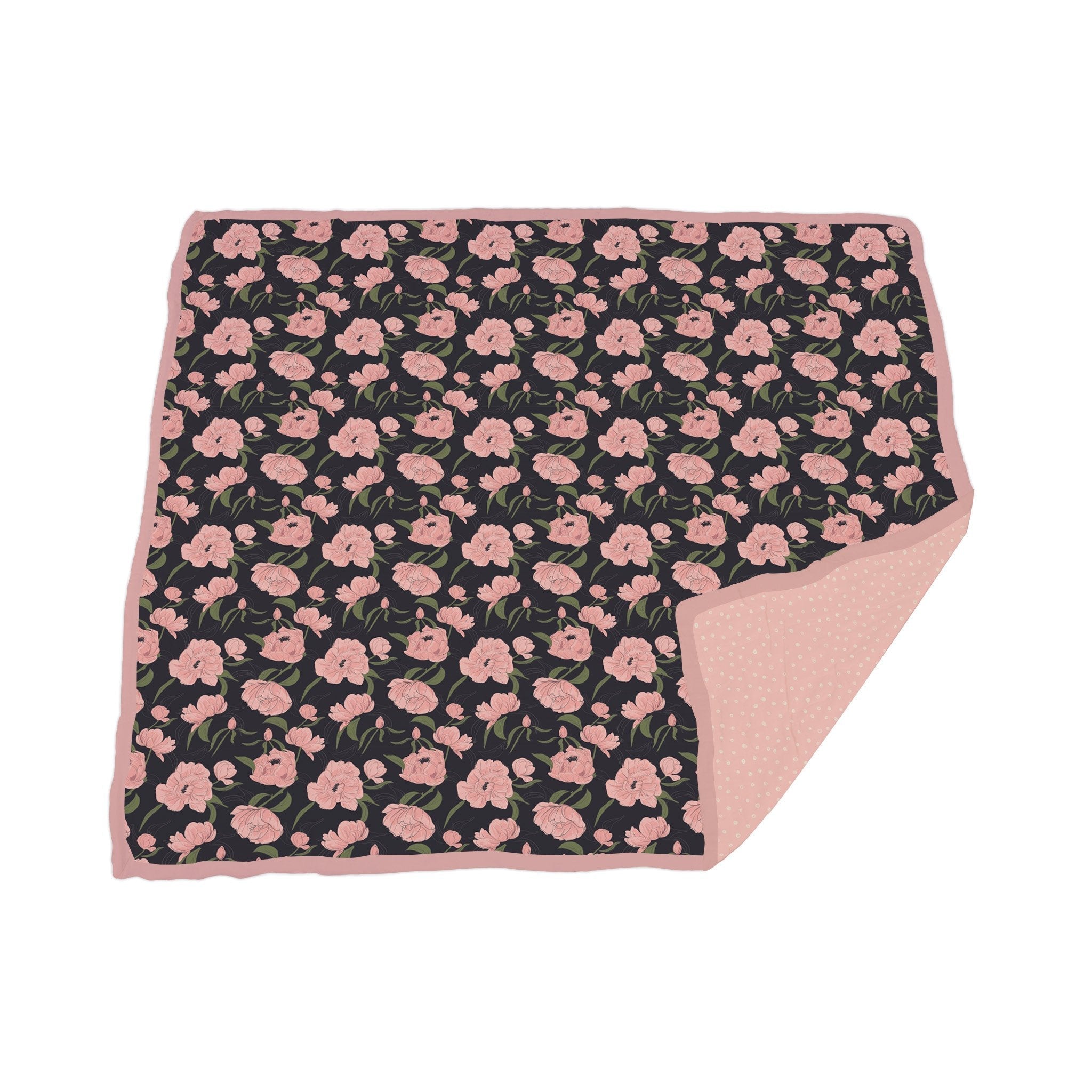 Peonies and Pearl Polka Dot Bamboo Muslin Newcastle Blanket