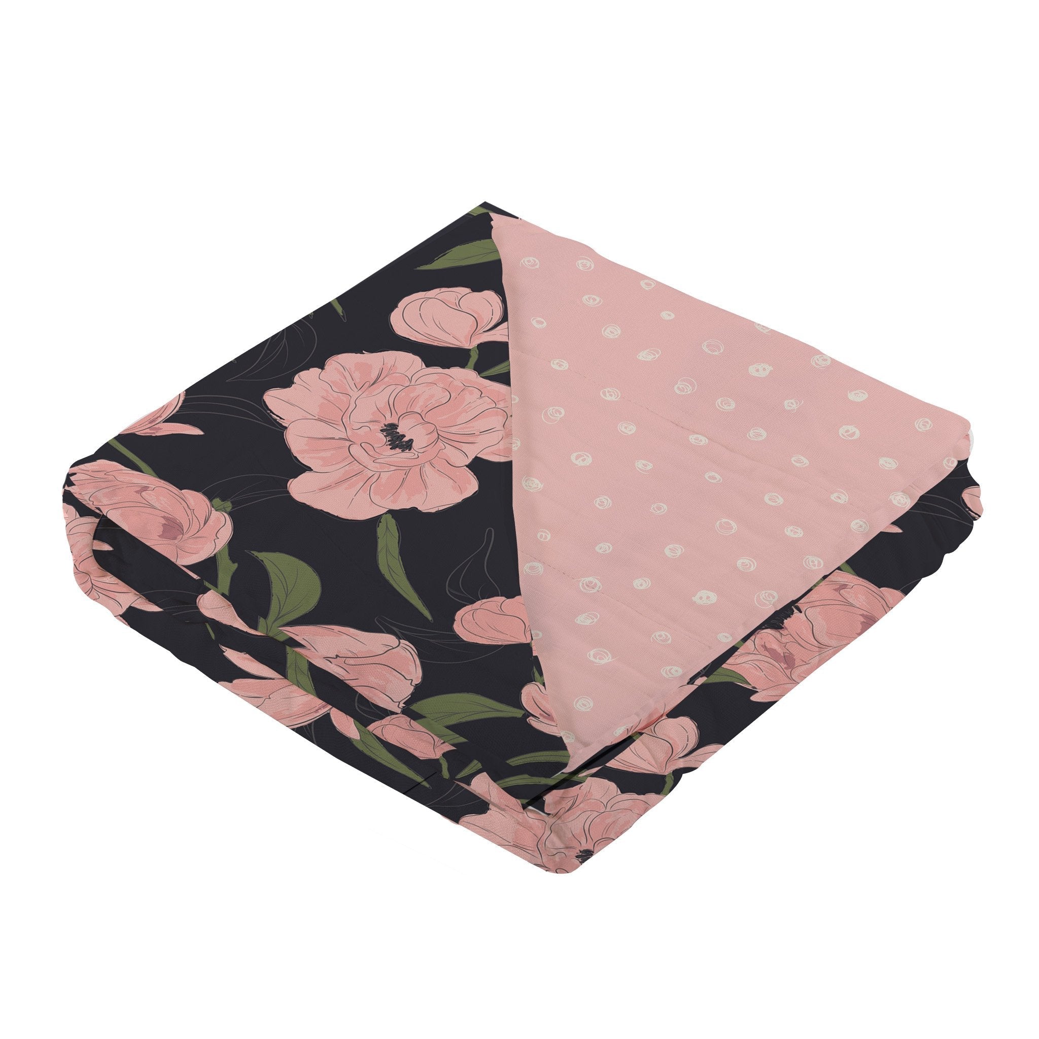 Peonies and Pearl Polka Dot Bamboo Muslin Newcastle Blanket