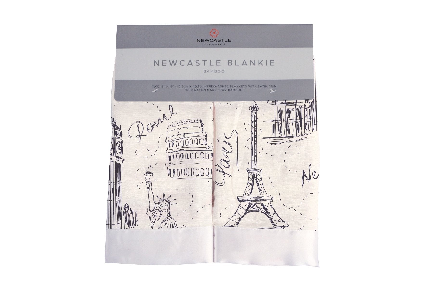 London, Paris, New York Bamboo Muslin Newcastle Baby Blankie