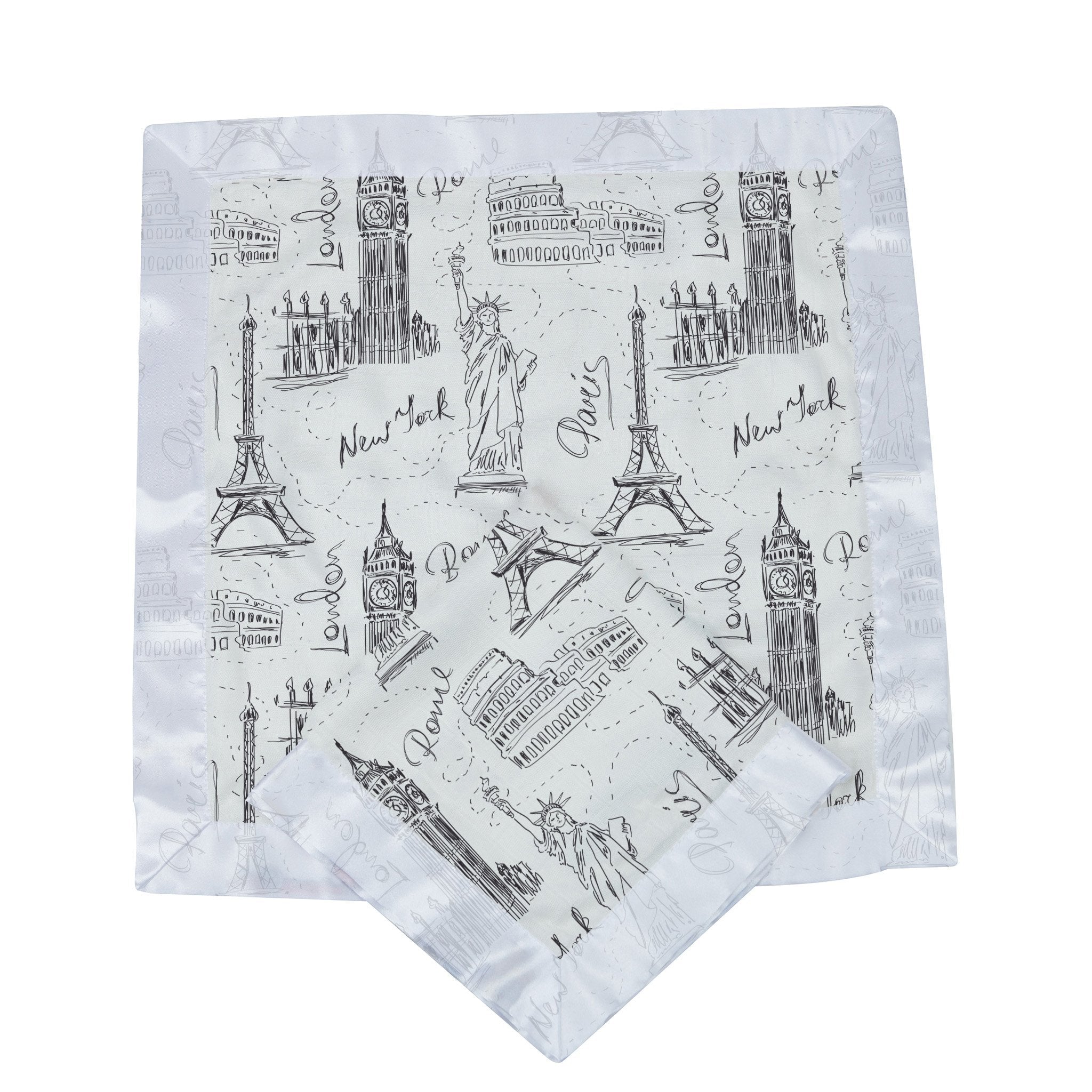 London, Paris, New York Bamboo Muslin Newcastle Baby Blankie
