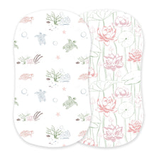 Turtles and Water Lily Bamboo Bassinet Sheets