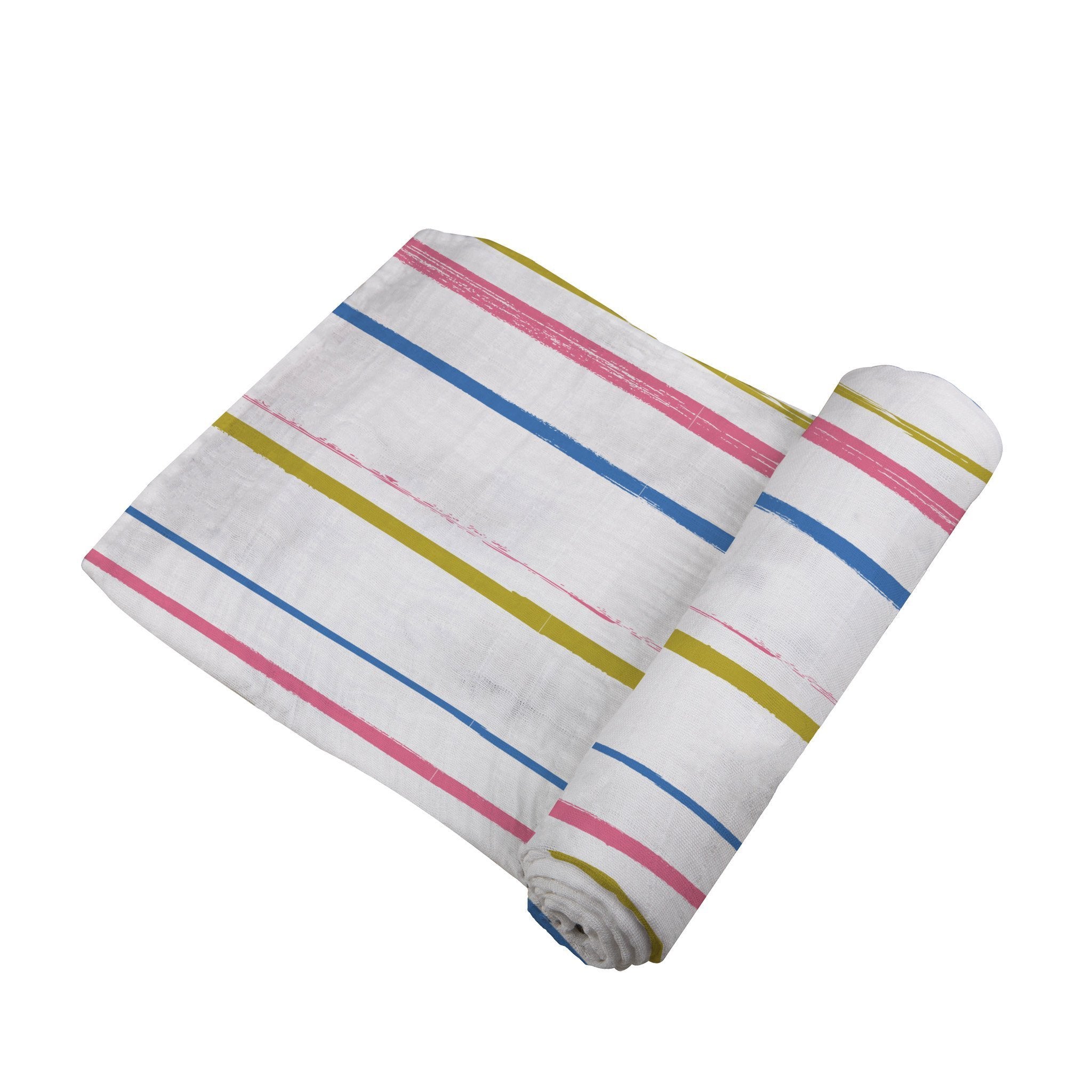 Watercolor Stripe Breatheable Cotton Muslin Swaddle